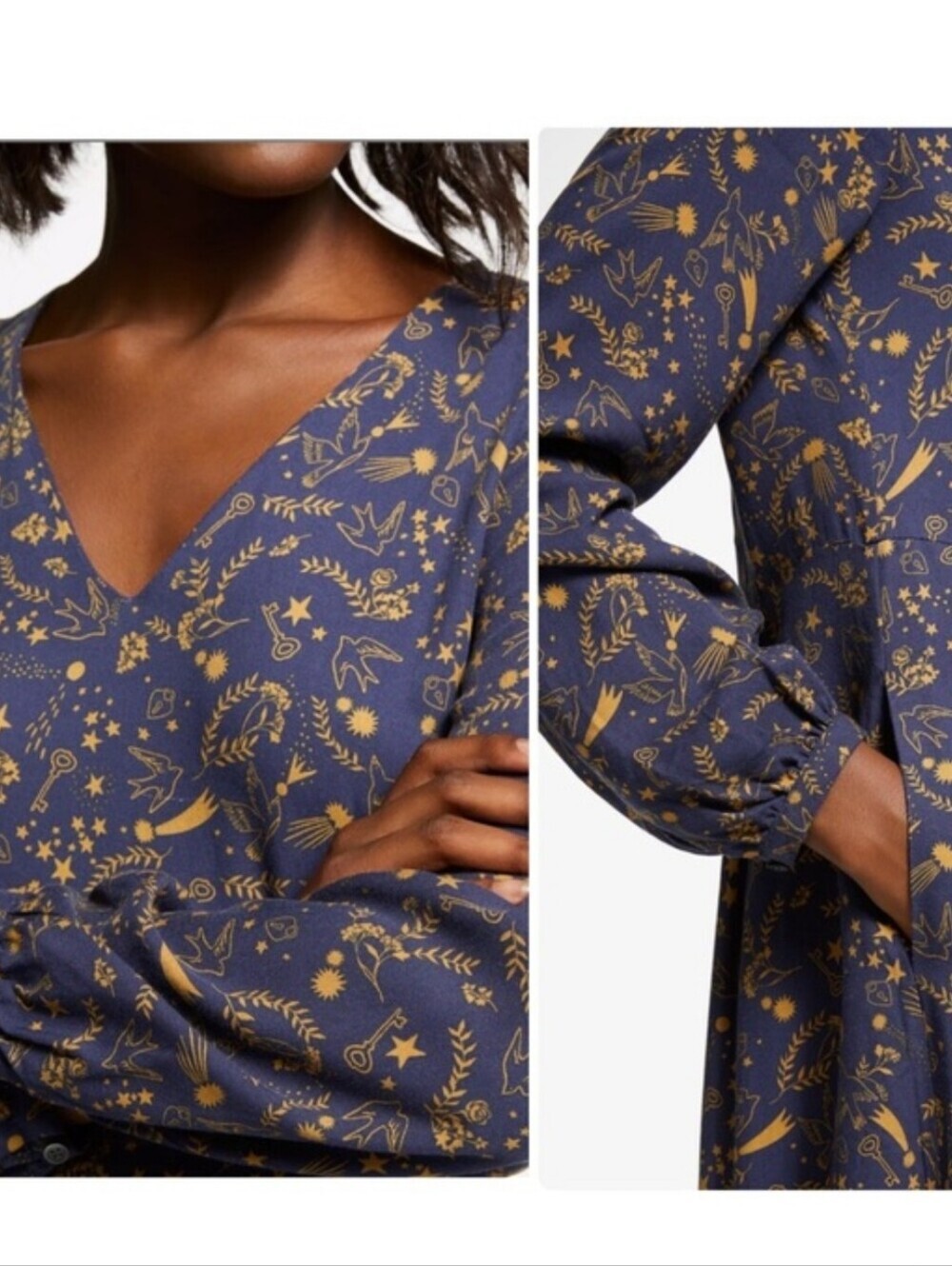 Boden V Neck Printed Midi Dress 12 - Picture 2 of 7